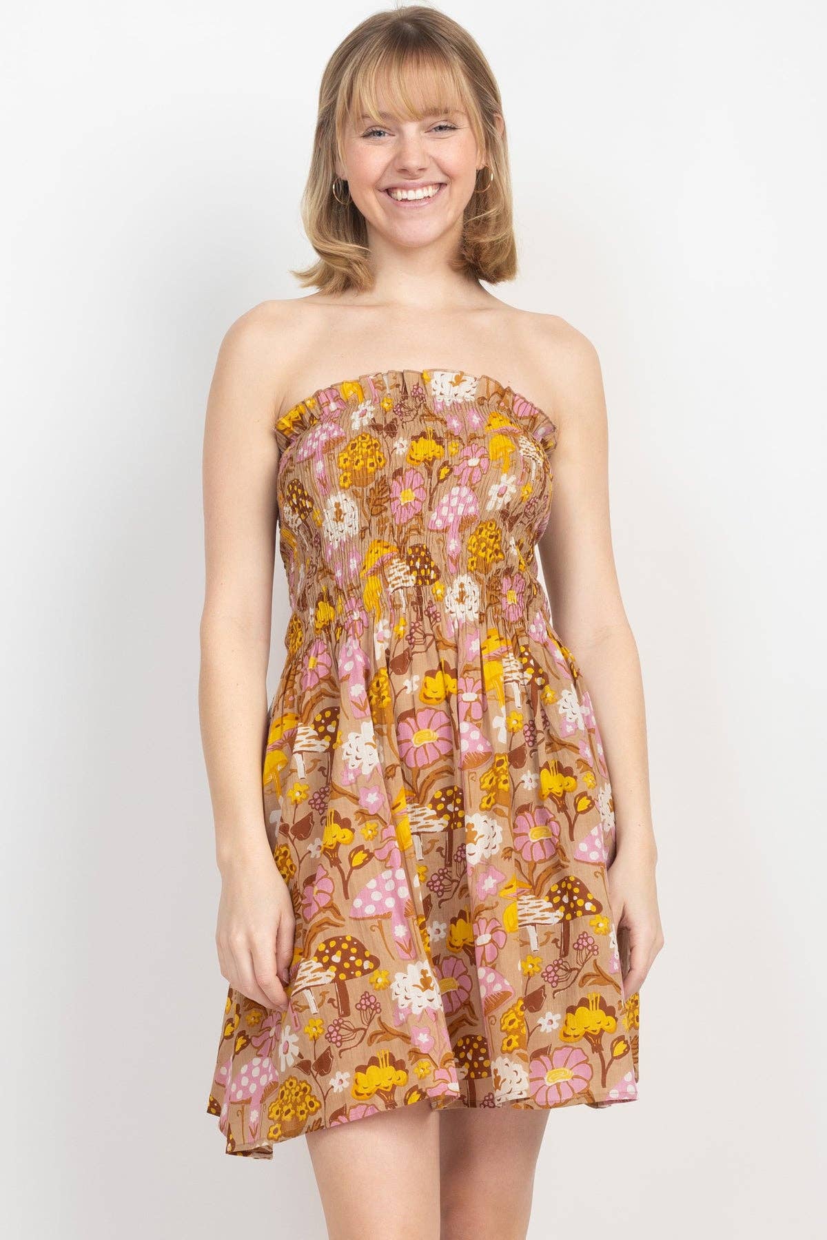 Mushroom Print Mini Dress