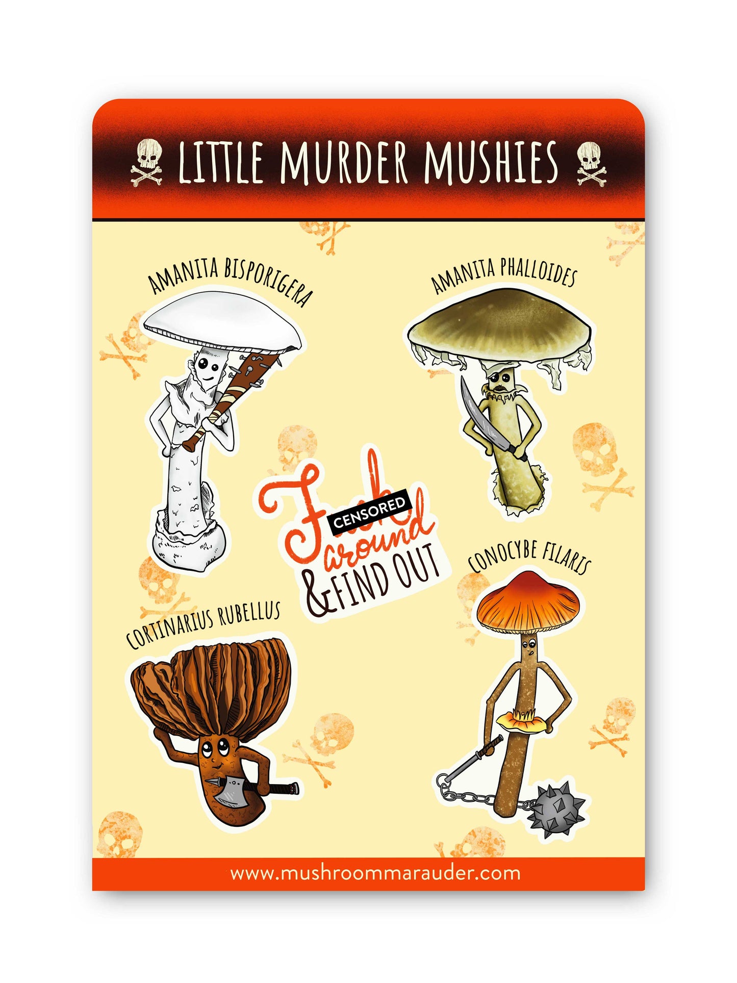 Little Murder Mushies | Sticker Sheet of 4 Deadly Mushrooms