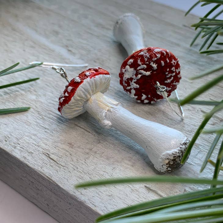 Amanita Muscaria Mushroom Earrings