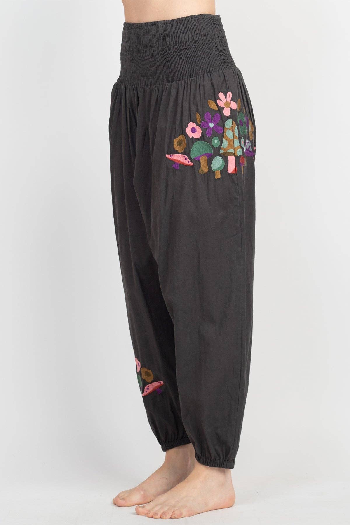 Mushroom Embroidery Harem Pants