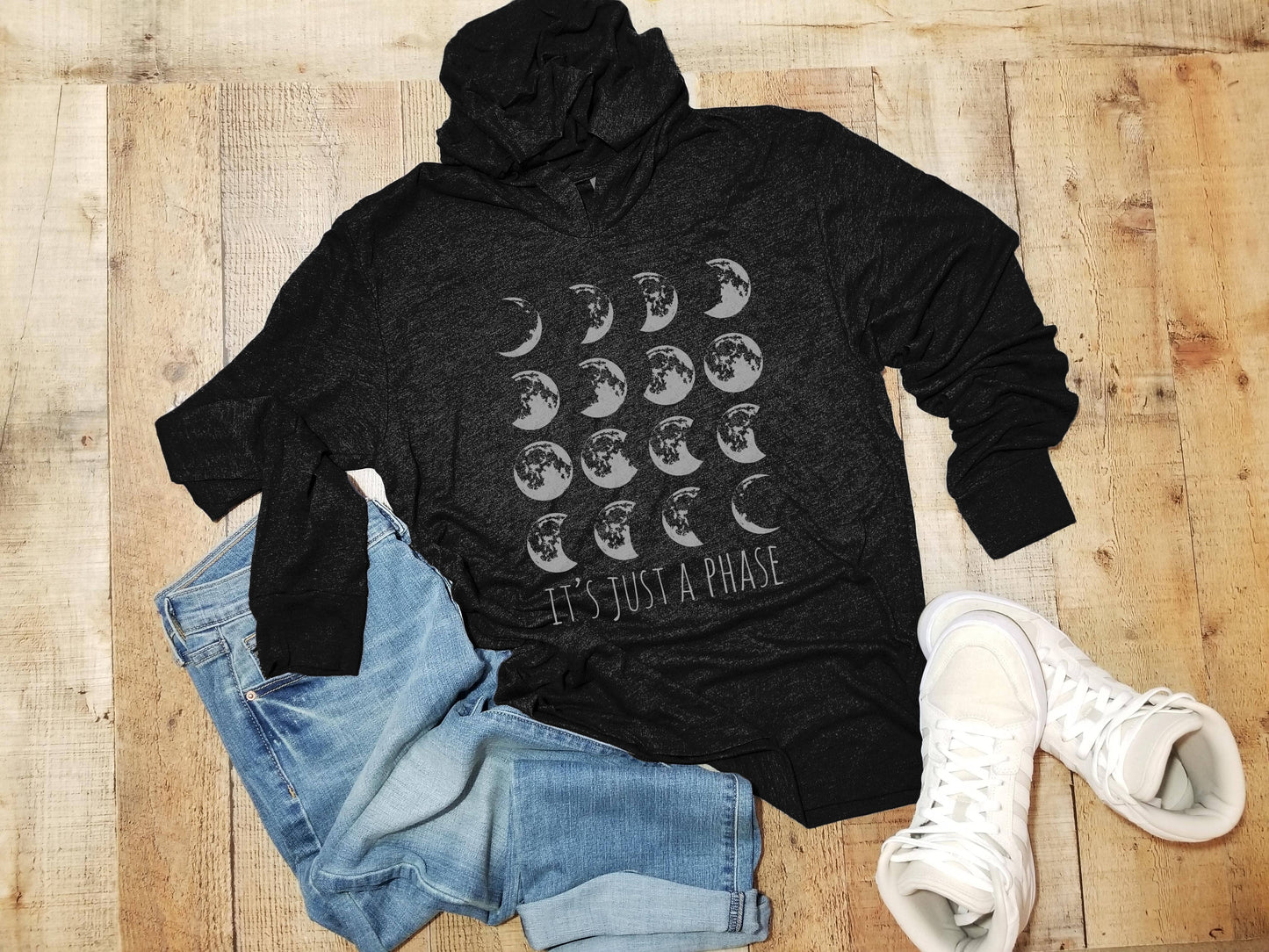 It's Just A Phase - Unisex T-Shirt Hoodie - Moon, Boho