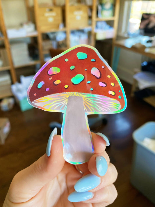 Mushroom Holographic Sticker
